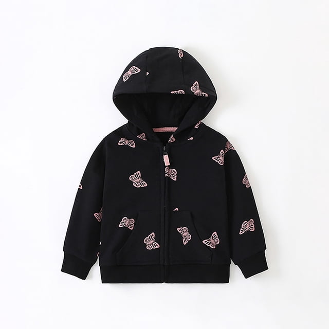 Toddler Winter Coat Cartoon Printed Solid Color Lightweight Coat Zipper Windproof Jacket Outwear Spring Fall Winter Jacket 1-2 Years Kids Clothes