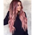 thumbnail image 4 of Pelucas rosadas largas coloridas para la peluca sintética natural de Ombre del pelo de las mujeres con las raíces oscuras, 4 of 5