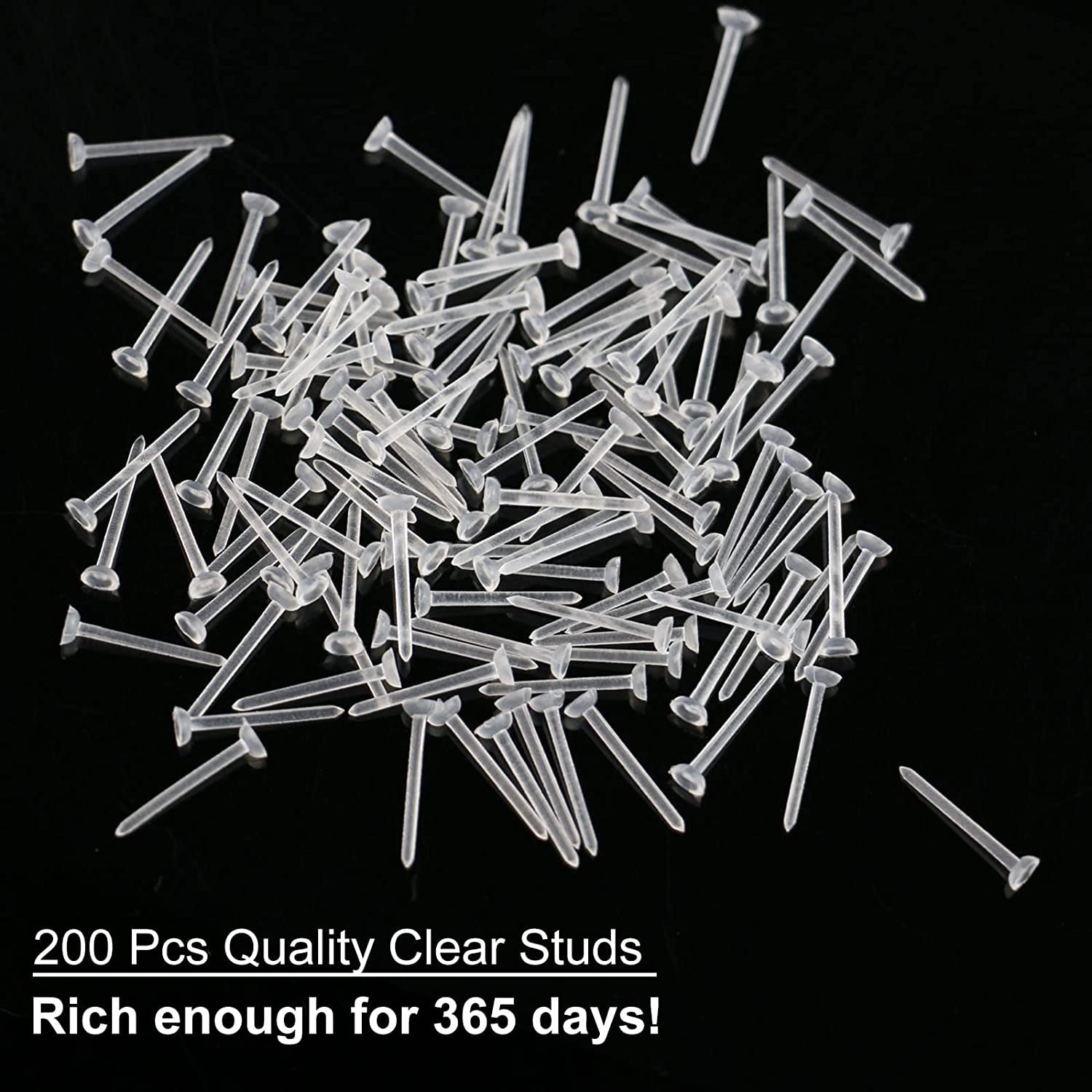 Clear Plastic Earrings for Sports,300 Pairs Clear Earring Studs and Earring Backs,2mm Cup-Headed