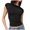 Black, variant on Women's Backless Open Back Summer Crop Top Short Sleeve Cute I L