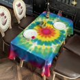 thumbnail image 2 of Rainbow Tie Dye Mandala Flower Pattern Rectangle Tablecloth 60"x102",Waterproof Polyester Rectangle Table Cloth, Wipeable Spillproof Polyester Tablecloth for Dining, Camping, Indoor and Outdoor, 2 of 6
