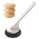 thumbnail image 1 of Cepillo para ollas con cabezal de bola de acero, agarre antideslizante, orificio para colgar, mango largo, fregador de platos, herramienta de limpieza de cocina, 1 of 8