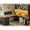 Black+Brown, variant on 67" Farmhouse L Shaped Computer Desk with 3 Drawers and Storage Shelves, Corner Office Desk with LED Lights, Executive Desk