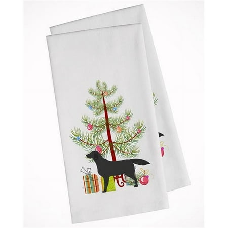 

Black Labrador Retriever Merry Christmas Tree White Kitchen Towel - Set of 2