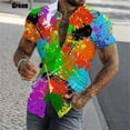 thumbnail image 5 of Camisas de moda con estampado de grafiti en 3D para hombre, camisas casuales ajustadas de manga corta con botones, camisa hawaiana de gran tamaño para hombre, 5 of 5