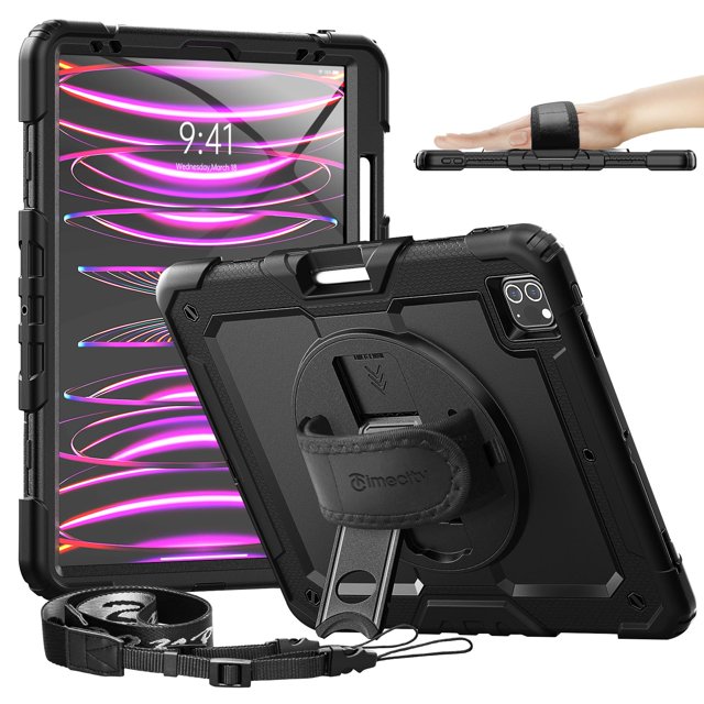 Timecity Protective Case for iPad Pro 12.9 inch 6th/ 5th/ 4th/ 3rd Generation, with Strong Protection, Screen Protector, Hand/Shoulder Strap, Rotatin