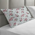 thumbnail image 2 of Rose Quilted Pillowcover, Blooming English Rose Watercolor Painting Style Garden Shabbym Wild Flowers, Standard King Size Accent Pillow Cover Bedroom, 36" x 20", Reseda Green Pink, by Ambesonne, 2 of 2