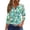 Cyan, variant on WTOBBY Ladies Casual Fashion V-Neck Top Featuring Floral Print, Loose Fit, and 3/4 Sleeve, Great for Spring Fall Transitions, Weekend Activities, and Daily Wear,Cyan L