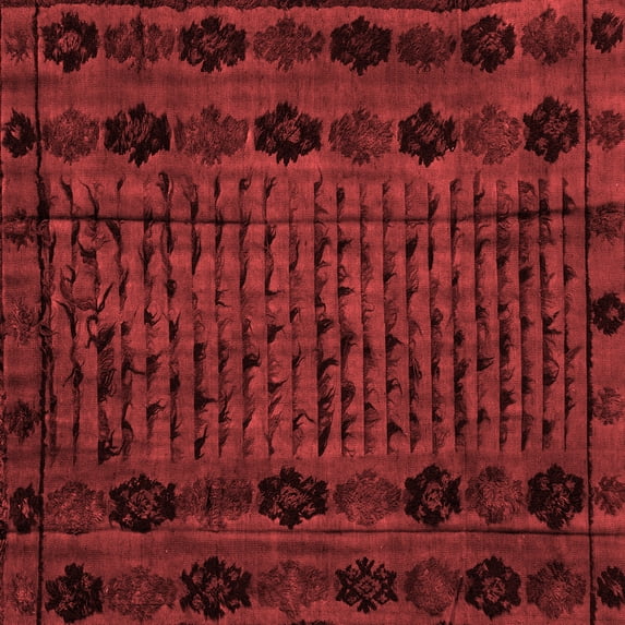 Ahgly Company Indoor Square Abstract Red Modern Area Rugs, 7' Square