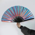 thumbnail image 3 of CSChome Folding Fan Folding Performance Prop: 13 Ribs Brilliant Color Transparent 13 Inch Large Shining Rave Hand Perfect Birthday Gift, 3 of 7
