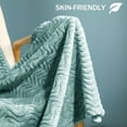 thumbnail image 5 of Exclusivo Mezcla Twin Size Jacquard Weave Wave Pattern Flannel Fleece Velvet Plush Bed Blanket as Bedspread/Coverlet/Bed Cover (90" x 66", Celadon), 5 of 7