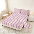 thumbnail image 2 of Manfei Classic Stripe Bed Sheets,Modern Geometric Fuul Size Sheets, Blush Pink White, Pink Reversible 4 Pieces1 Flat Sheet + 1 Fitted Sheet + 2 Pillowcases, 2 of 6