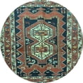 thumbnail image 1 of Ahgly Company Indoor Round Southwestern Light Blue Country Area Rugs, 5' Round, 1 of 4