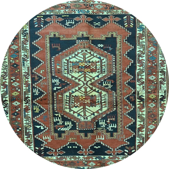 Ahgly Company Indoor Round Southwestern Light Blue Country Area Rugs, 5' Round