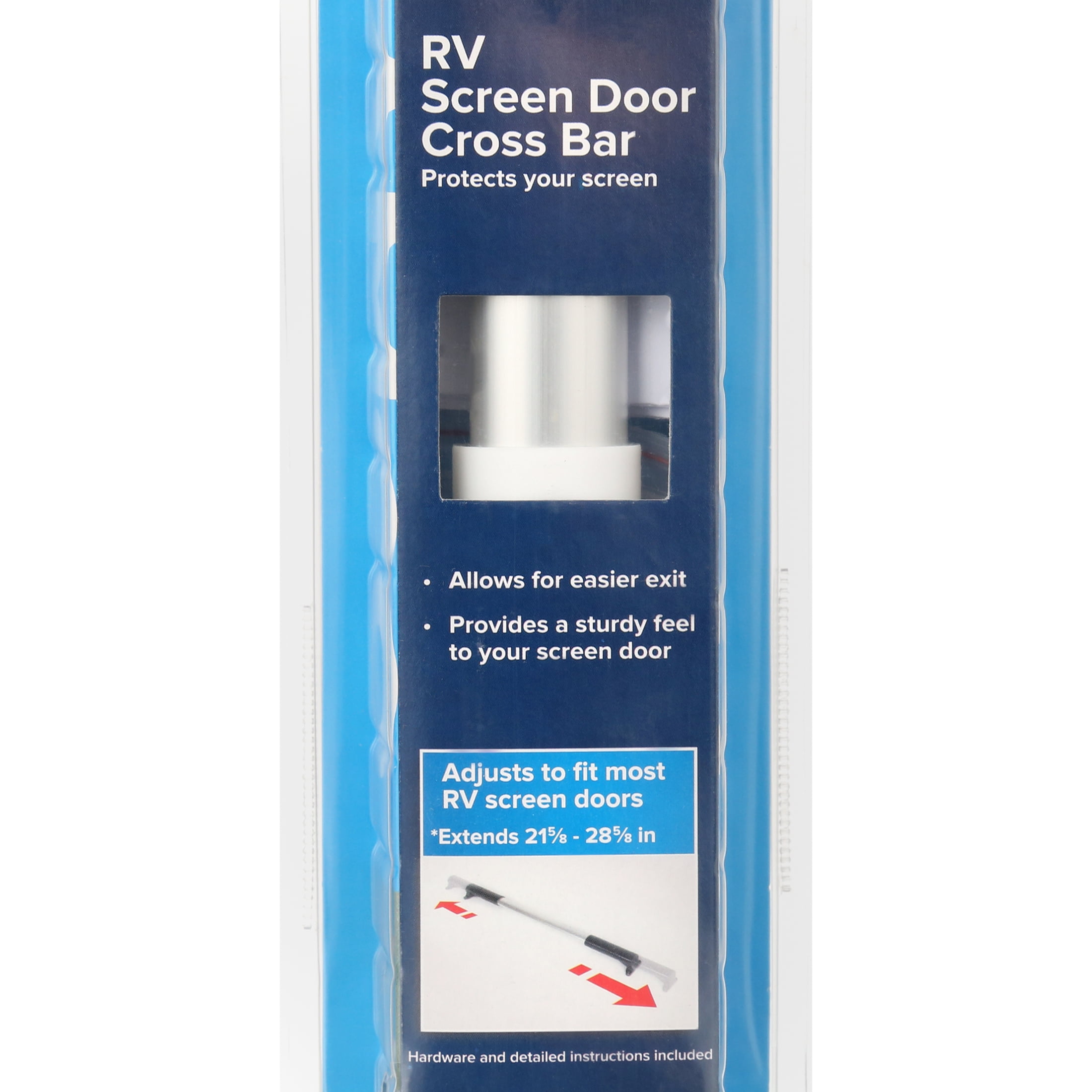 Camco 42186 White RV Screen Door Cross Bar - Allows Easier Exit Protection RV Screen Doors Sturdy Secure Grip