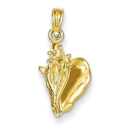 14k Yellow Gold 3-D Conch Shell Pendant
