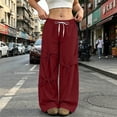 thumbnail image 4 of Gytharion Women's Bow Tie Streetwear Sweatpants with Pockets Drawstring Elastic Waist Joggers Solid Color Loose Wide Leg Pants, 4 of 8