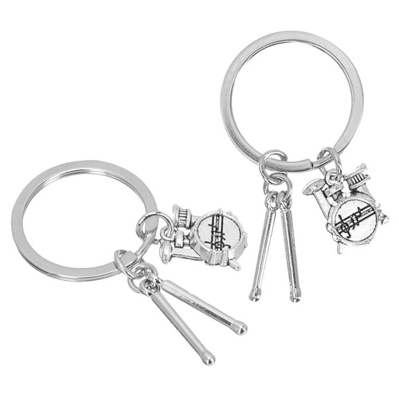 Masteelf  2 Pcs Drum Key Ring Percussionist Musical Instrument Silver
