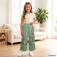 thumbnail image 4 of COEQINE Girls Ruffled Pants Elastic Waistband Long Trousers Track Pants with Pockets Wide Leg Trousers Loose Y2K Fashion Outfits for 13-14 Years, Retro Rose Vine Green, 4 of 8