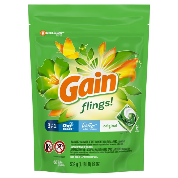 Gain Fling! Original Scent Laundry Detergent Pod 19 oz. 24 pk Case Of