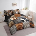 thumbnail image 3 of Manfei Animal Print 7 Pieces Bedding Comforter Set,Geometric Plaid Full Bedding Set Lightweight,Abstract Patchwork Fitted Sheet Flat Sheet,Super Cozy Wildlife Bedroom Decorative,Reversible, 3 of 7