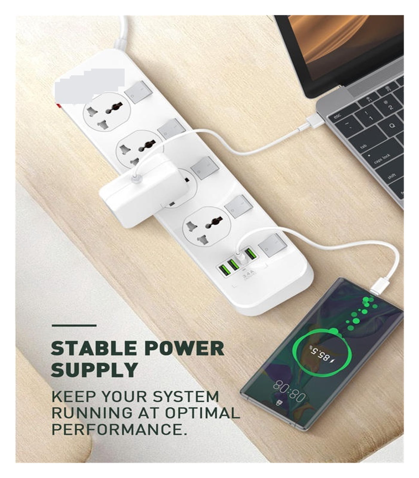 Surge Protector 4 Outlets Power Strip With 4 USB Phone Charger Switch Electric Extension Socket Network Filter