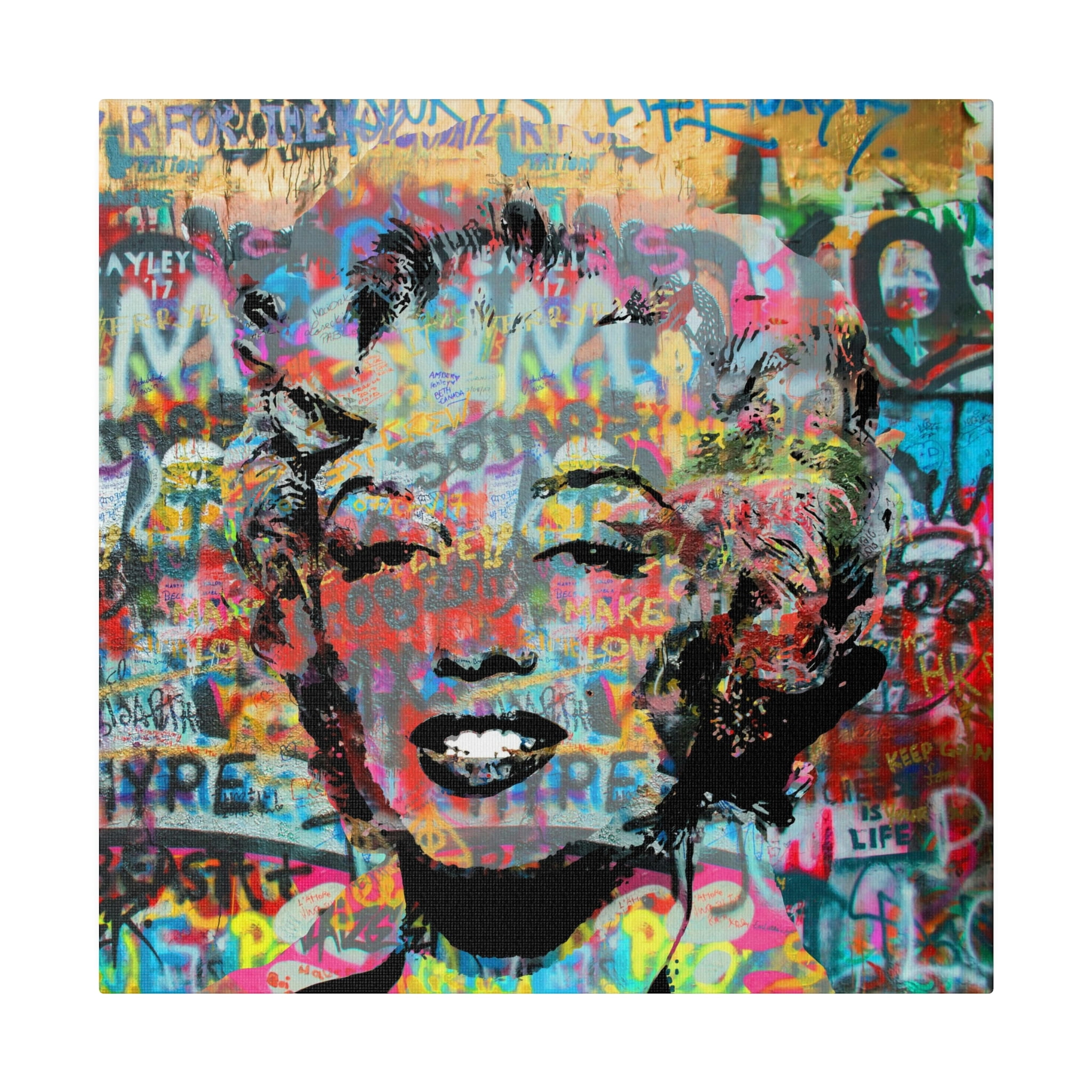 Marilyn Monroe Graffiti Canvas Wall Art - Pop Art by Stephen Chambers ...