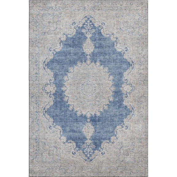 Addison Rugs Mayfield Premium Machine Washable Traditional Oriental Navy Rectangle Rug, 5' x 7'6"