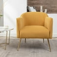 thumbnail image 3 of US Pride Furniture Contemporary Velvet Accent Chairs for Living Room Bedroom and Entryway Modern Armchair with Sleek Metal Legs Elegant Seating Solution for Small Spaces Mustard Yellow, 3 of 4