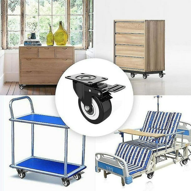 Pack 24 Ruedas Giratorias Para Muebles De 50mm Con Placa Tope – 360 Grados, Carga 50kg Pieza, Silenciosas Con Freno Y Tornillos Incluidos