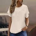 thumbnail image 2 of GigrtiJin Summer Elegant Tops for Women Dressy Casual Short Sleeve Blouse Round Neck Loose Fashion Pleated Shirts, 2 of 6