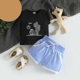 thumbnail image 3 of XYIJANI 2 Piece Outfits Children's Clothes Summer Children's Clothes Baby Printed Vest Color Matching Shorts Set for Children Aged 0 To 3 Years Old Girls Clothing Set (Black,100), 3 of 6