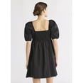 thumbnail image 3 of Free Assembly Women's Shirred Cotton Mini Dress with Puff Sleeves, Sizes XS-XXXL, 3 of 4