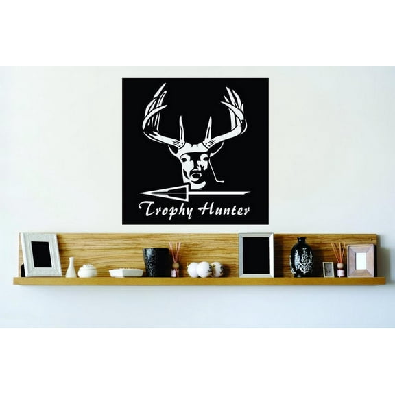 Hunting Themed Wall Decal Decoration Trophey Hunter Hunting Deer Bow And Arrow Outdoor Lifestyle Stickers Home Decoration for Hunters - Size: 13 In x 13 In