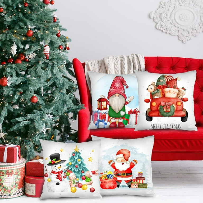 Christmas Pillow Covers 18x18 Set Of 4 Nutcracker Christmas Tree  Decorations Christmas Pillows Decorative Throw Pillows Cases Happy Holiday  Winter Dec