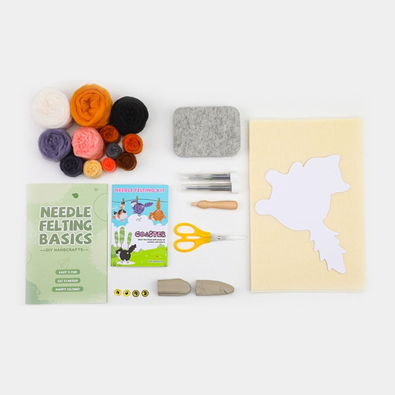 Zecic Lovely Cats Coasters Needle Felting Starter Kits Handmade Needle Felting Kits Wool Needle Felting Tool Kits for Woman