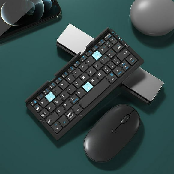 Compact Folding Keyboard, Portable BT Keyboard, Rechargeable Folding Keyboard for Tablet Phone Laptop