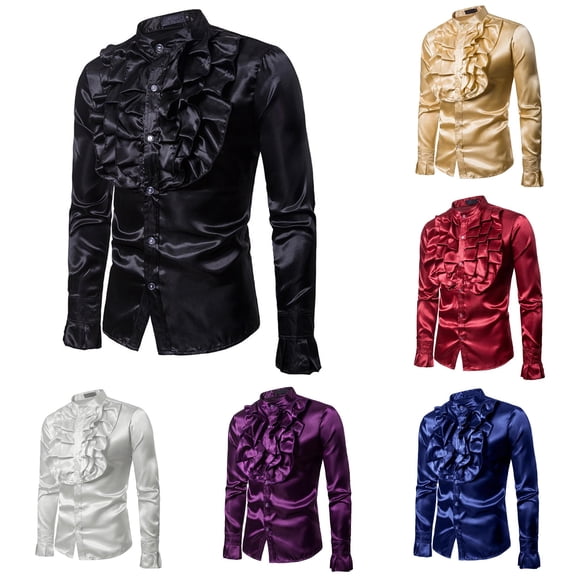 Performance Design Men's Standing Casual Fashion Long Sleeve Shirt Black XL