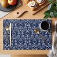 thumbnail image 2 of Navy Blue Spring Floral Placemats Set of 4 Modern Abstract Art Farmhouse Place Mats Indoor Wipeable Table Mats Washable Cloth Dining Table Placemats for Kitchen Holiday Party Home Decor 13x19 Inch, 2 of 9