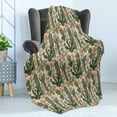 thumbnail image 4 of Succulent Soft Flannel Fleece Throw Blanket, Desert Botanical Pattern with Floral Saguaro Cactus Plants, Cozy Plush for Indoor and Outdoor Use, 50" x 70", Sage Green Burnt Orange, by Ambesonne, 4 of 5