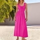 thumbnail image 2 of 2025 Vestido largo sin mangas de verano para mujer con cintura imperio fruncida y volantes - Boho A-Line con dobladillo fluido, 2 of 6