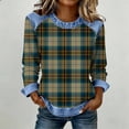 thumbnail image 1 of TaTaai Ladies Plaid Patchwork Long Sleeve Round Neck Blouse Casual Fashion Loose Fit Soft Lightweight Top Comfortable Daily Wear Shirt For Women All Season Outfits Gift, 1 of 5