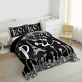 thumbnail image 4 of Manfei Paris Eiffel Tower Bedding Comforter Set, Black Diamond Sequin Print Twin Comforter Sets, Romantic Princess Style Reversible Bedding Set, Breathable Home Decor, 2-Piece, 4 of 9