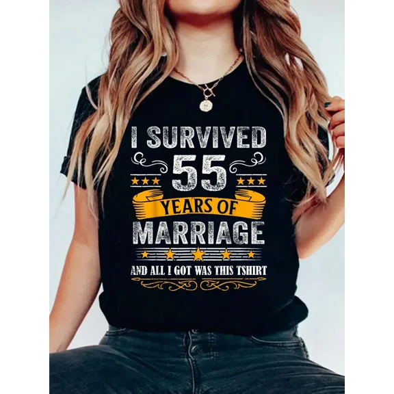 Funny 55th Wedding Anniversary T-Shirt I Survived 55 Years of Marriage Retro Emerald Anniversary Gift for Men Women Couples