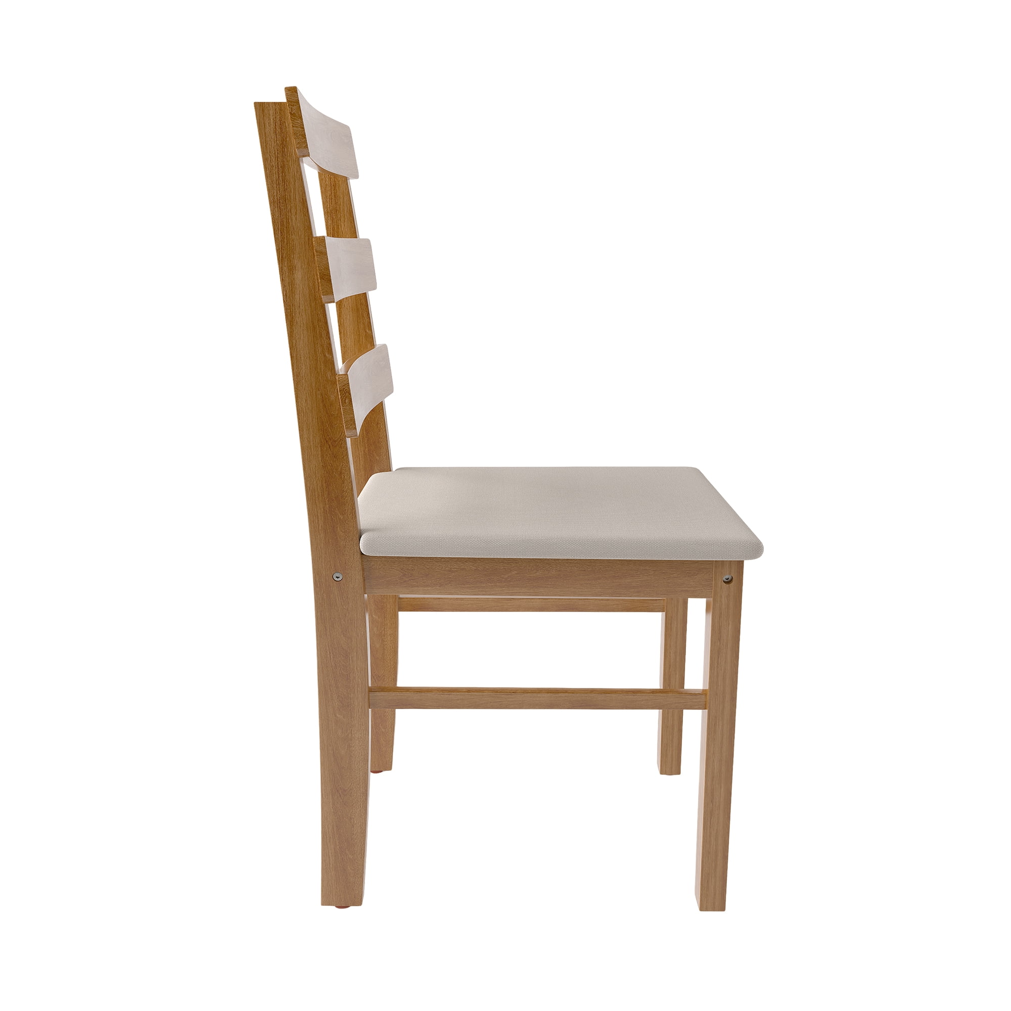 MOONMISS Linen Upholstered Solid Wood Three Horizontal Back Dining Chair(set of 2) for Dining Room,Kitchen-Wood
