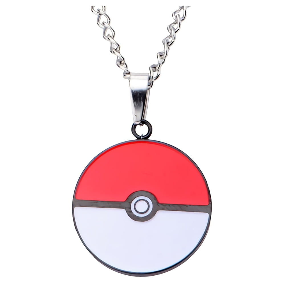 Pokemon Classic Pokeball Large Pendant Stainless Steel Necklace ...