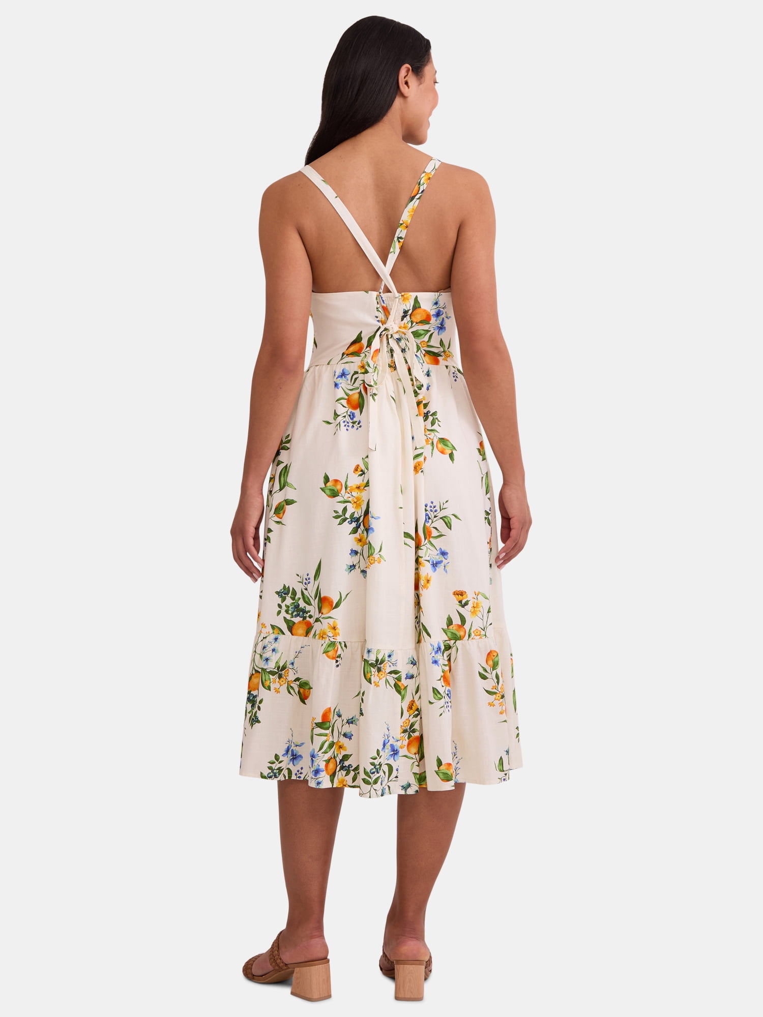 Time and Tru Women's Tie Back Midi Dress, Sizes XS-XXXL
