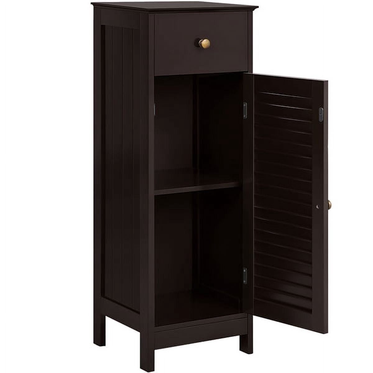 Alden Design Wooden Storage Floor Cabinet with Drawer for Bathroom, Espresso