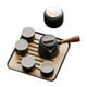 thumbnail image 4 of Juego de té de viaje portátil, juego de té de Kung fu hecho a mano, tetera de , tazas de té, bandeja de bambú, negro, 4 of 5