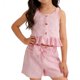 thumbnail image 5 of Conjunto de Mesa Redonda Niñas de Moda Casual Manga Corta Cuello Redondo Botón Pantalones Cortos Impresos Conjuntos para Viajes Diarios Casa Conjunto de Pantalones para Niñas de Vacaciones, 5 of 6